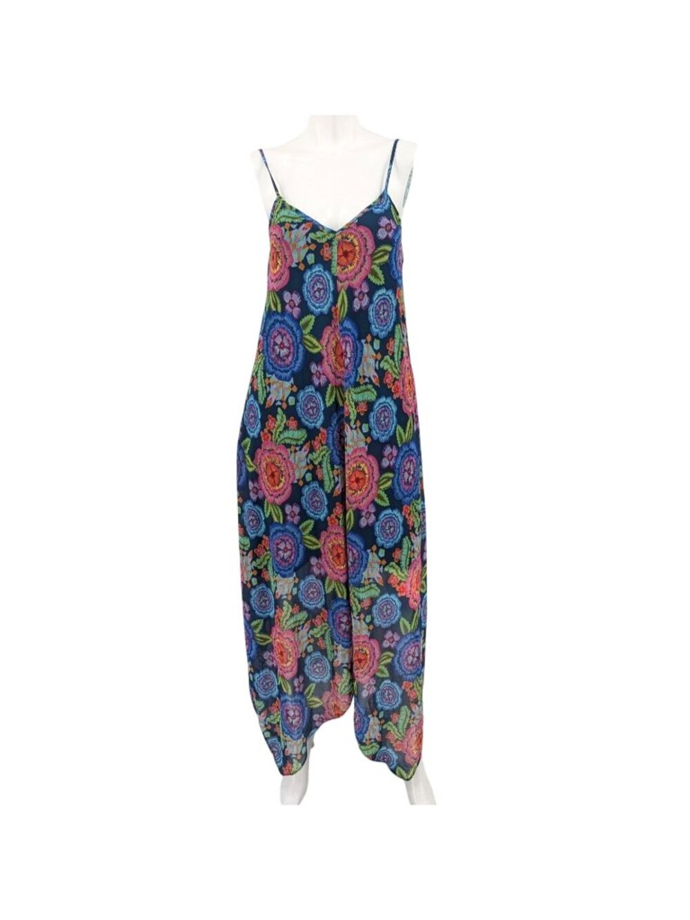 Floral Asymmetrical Maxi Dress Boho Cottage Resort‎ Art Festival Slip Camisole 4